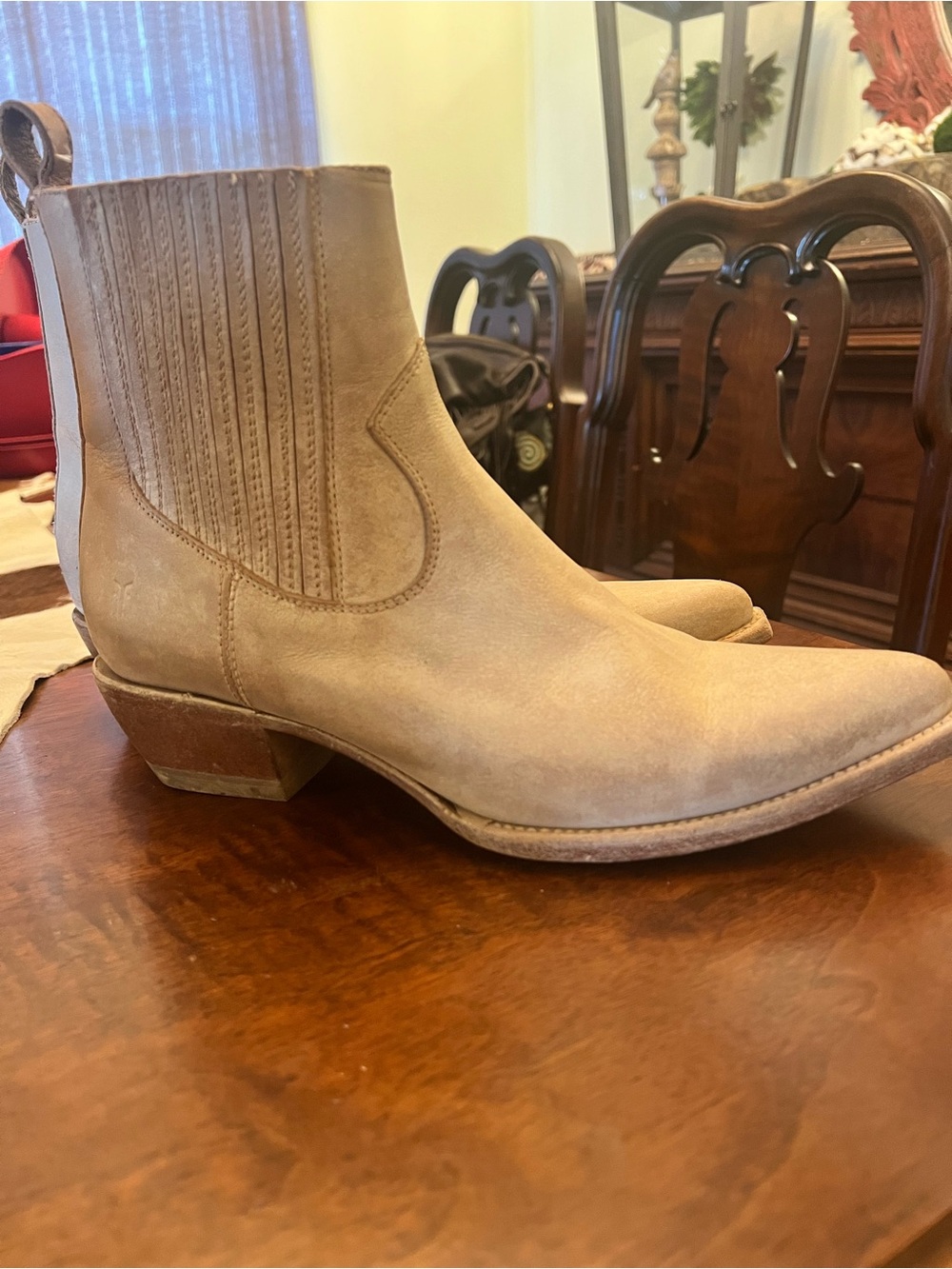 Frye Light Tan Suede Chelsea Ankle Boots